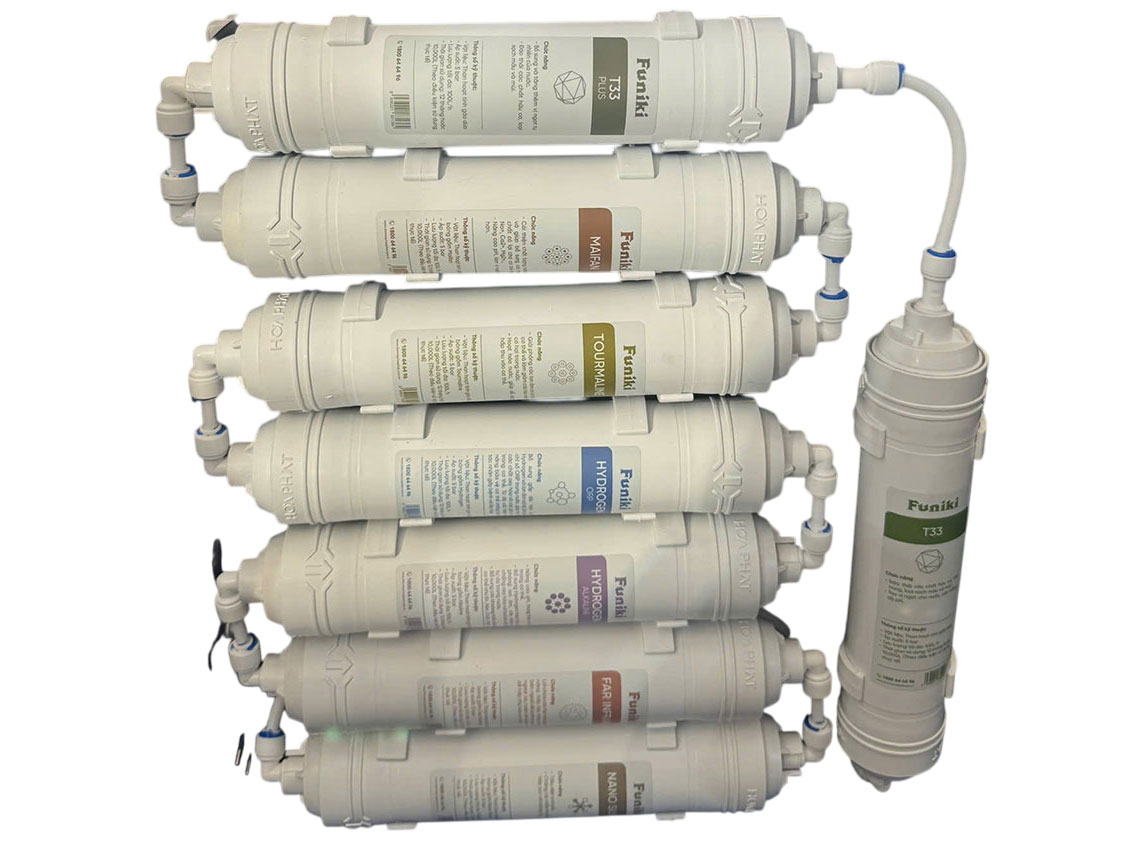Cụm 8 lõi lọc chức năng máy lọc nước RO Hòa Phát Funiki