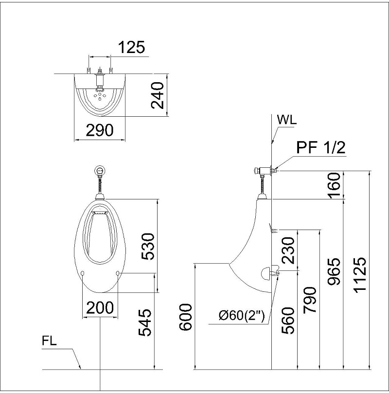 Van xả nhấn bồn tiểu nam Caesar BF410