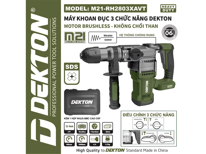Thân máy khoan bê tông pin 21V Dekton M21-RH2803XAVT9 