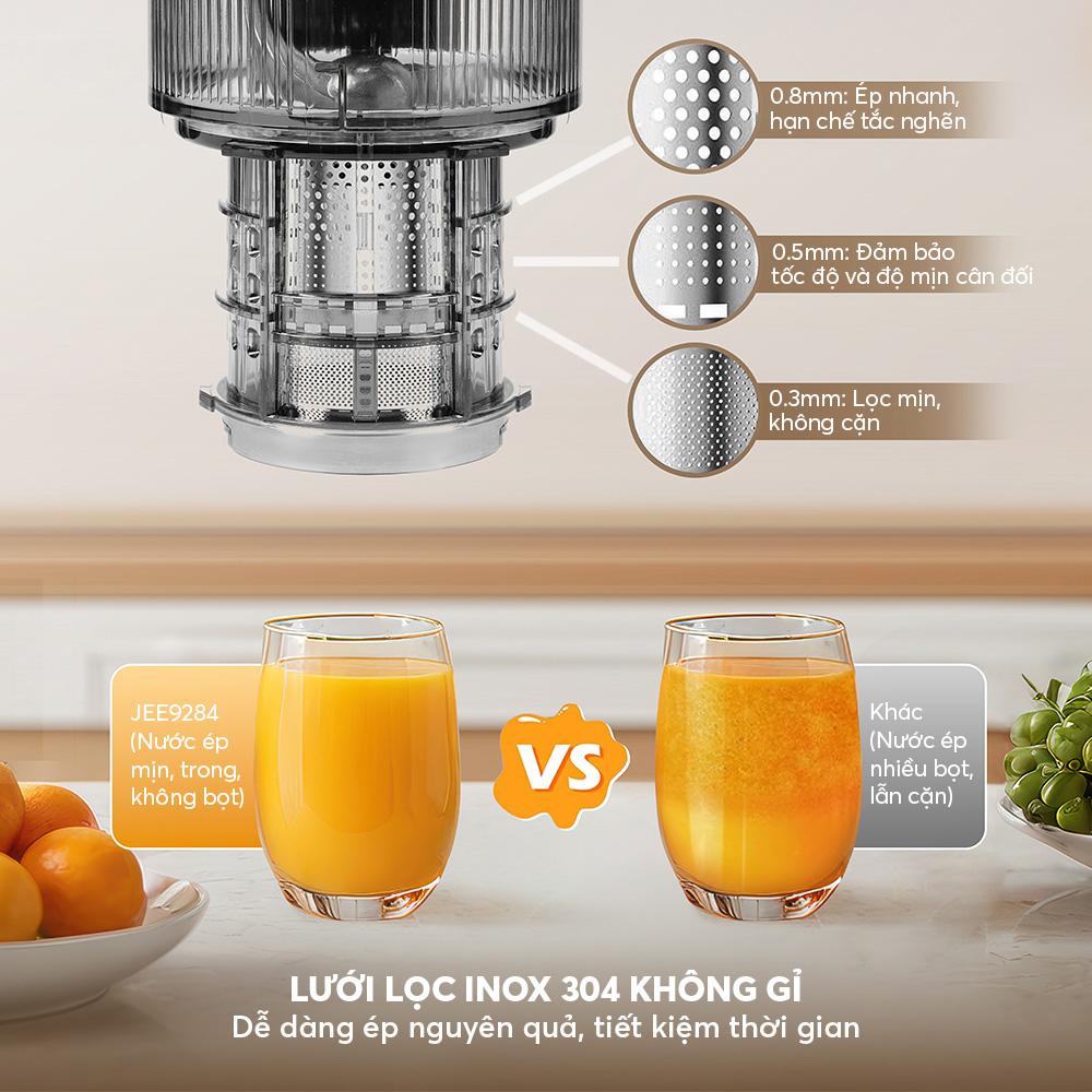 Thiết kế gọn nhẹ – Dễ sử dụng, dễ vệ sinh Máy ép chậm Elmich