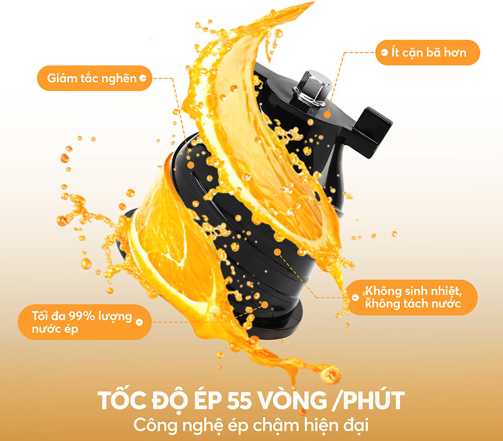 Công nghệ ép chậm 55 vòng/phút – Giữ trọn dưỡng chất Máy ép Elmich JEE9284