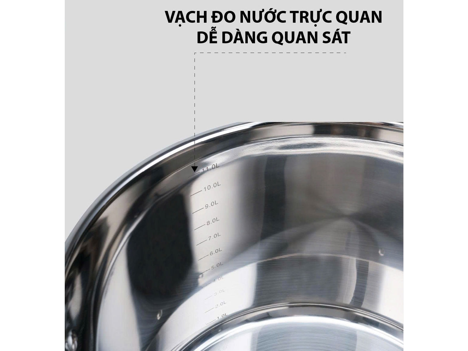 Lòng nồi có vạch chia dung tích Nồi luộc gà 30cm