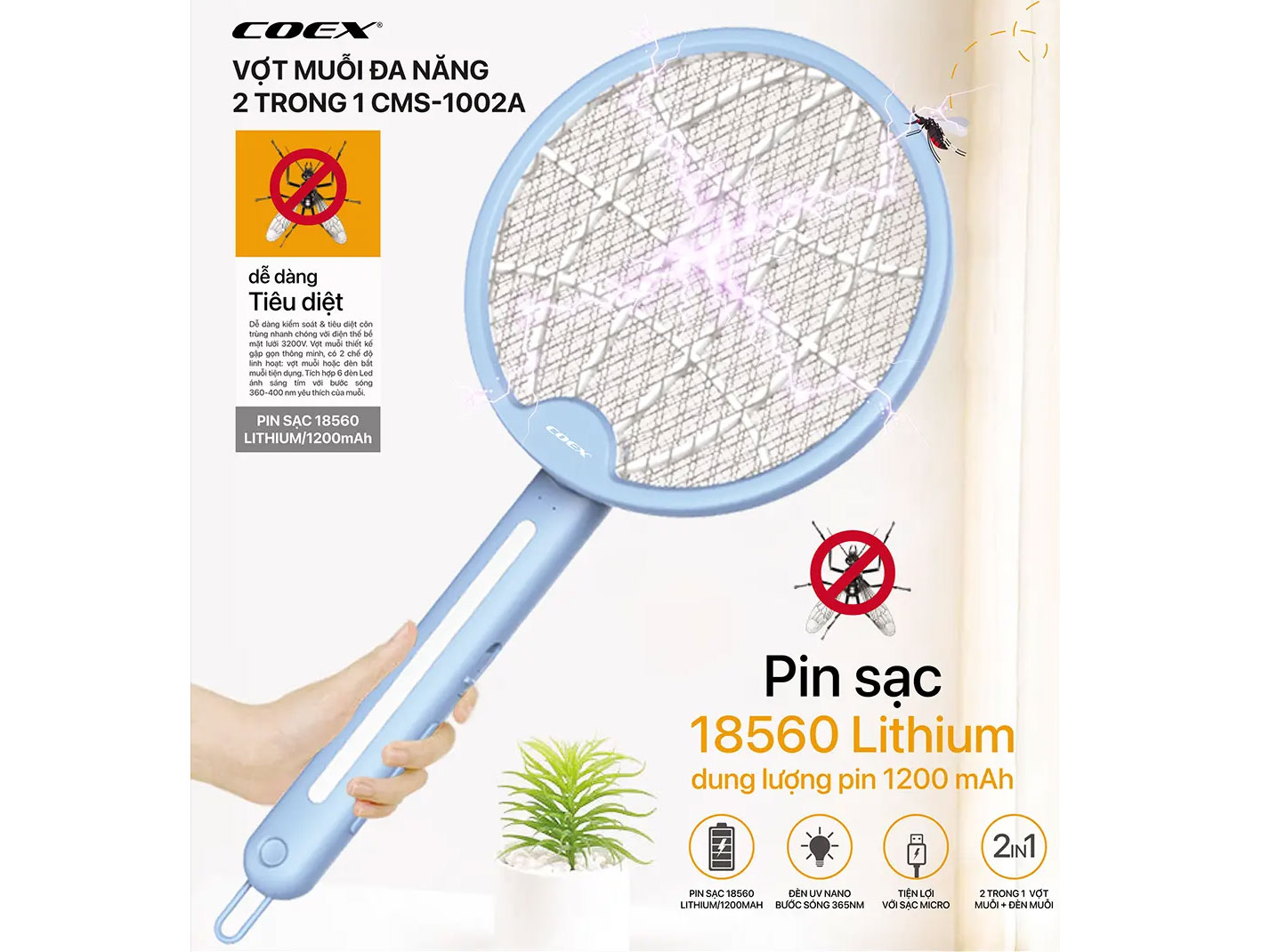 Vợt muỗi Coex CMS-1002A