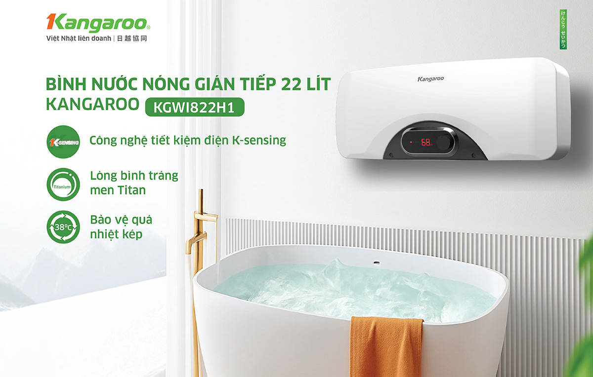 Bình nước nóng gián tiếp Kangaroo 22 lít KGWI822H1