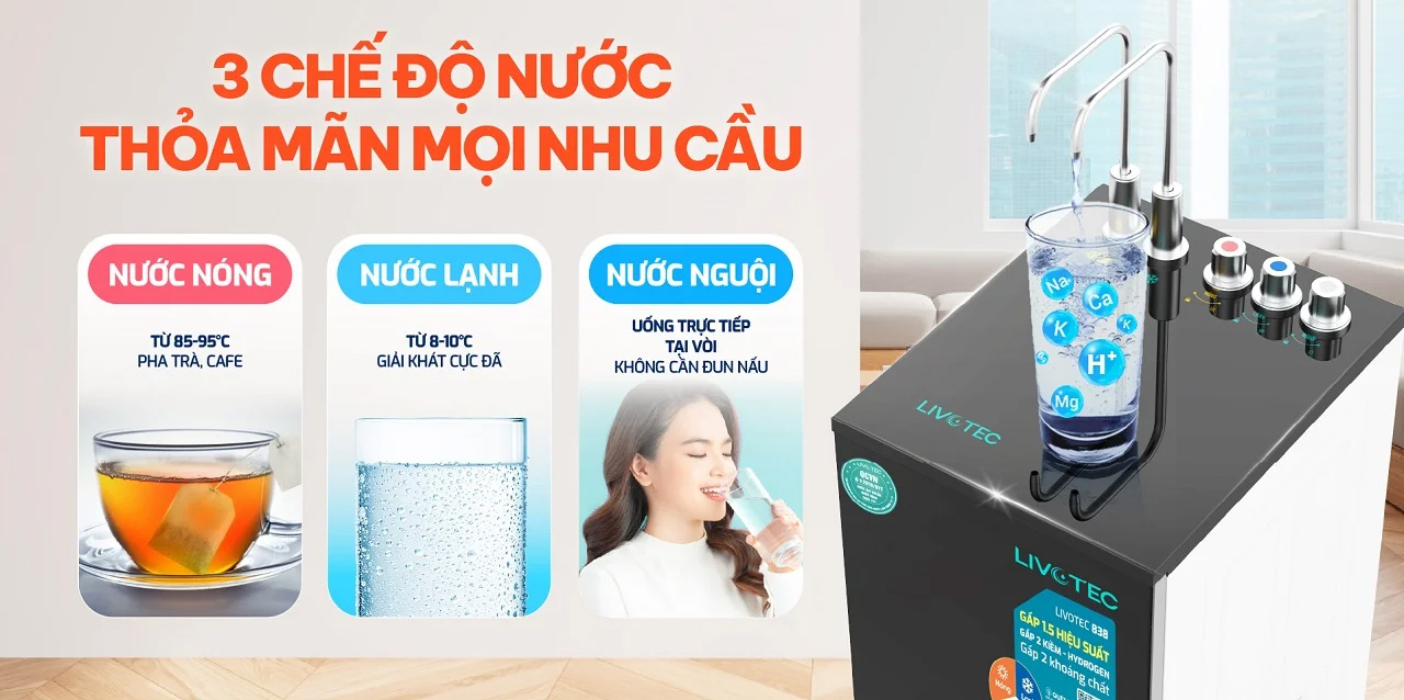 Máy lọc nước nóng lạnh Karofi Livotec 838