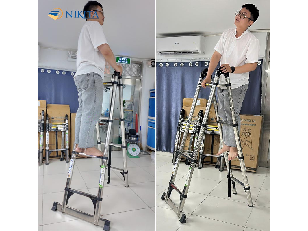 Thang rút đôi inox chữ A, chữ I Nikita IDA66