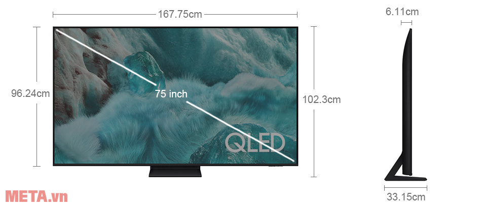 Kích thước Smart Tivi QLED Samsung 4K 75 inch QA75Q7F5AKXXV Smart Tivi QLED Samsung 4K 75 inch QA75Q7F5AKXXV