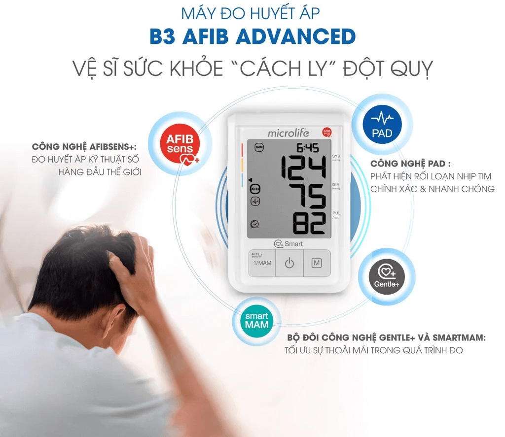 Máy đo huyết áp bắp tay Microlife B3 AFIB