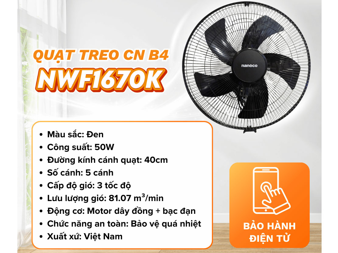 Quạt treo công nghiệp Nanoco  
