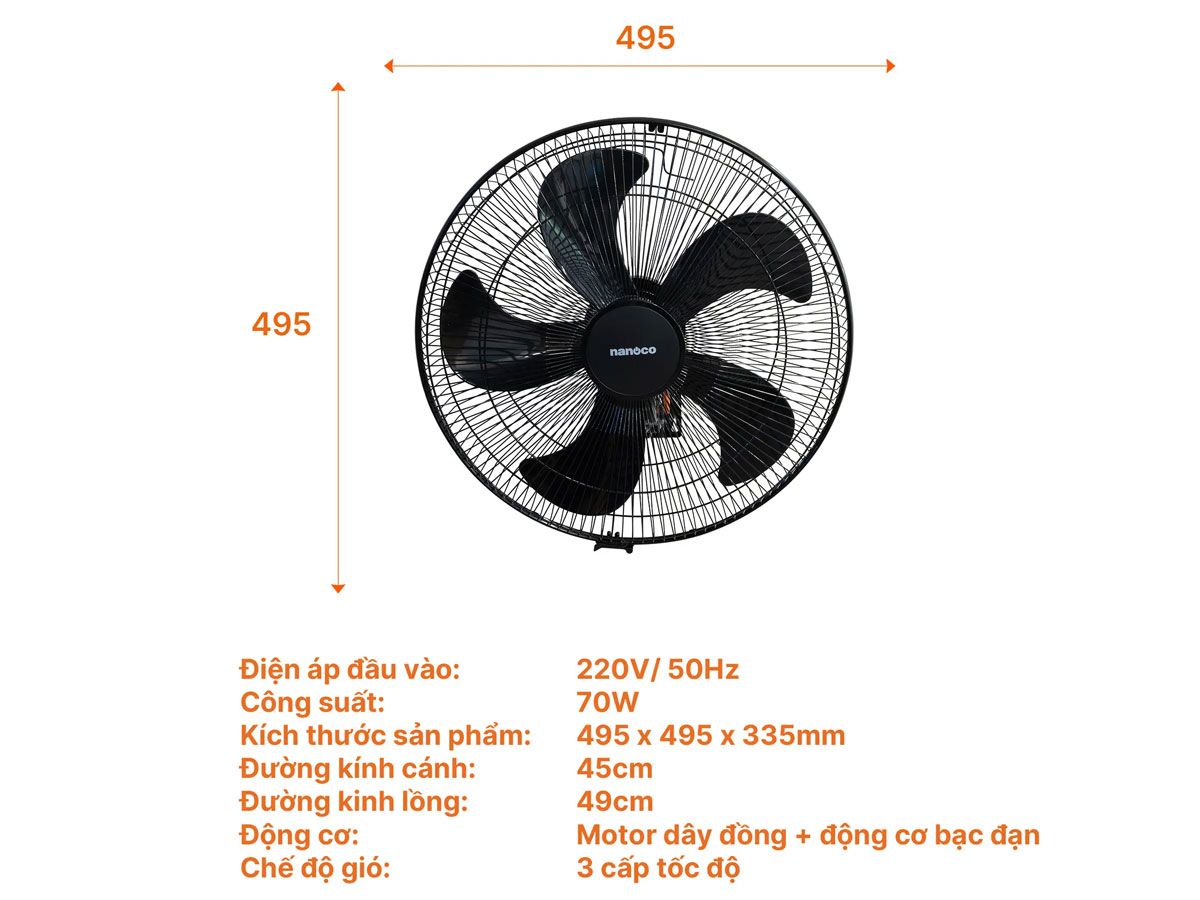 Quạt treo công nghiệp Nanoco NWF1870K