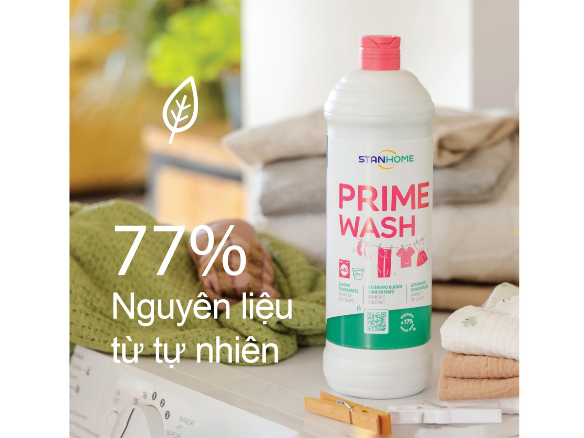 Nước giặt đậm đặc cho đồ trắng và sáng màu từ tự nhiên Stanhome Prime Wash 1000ml