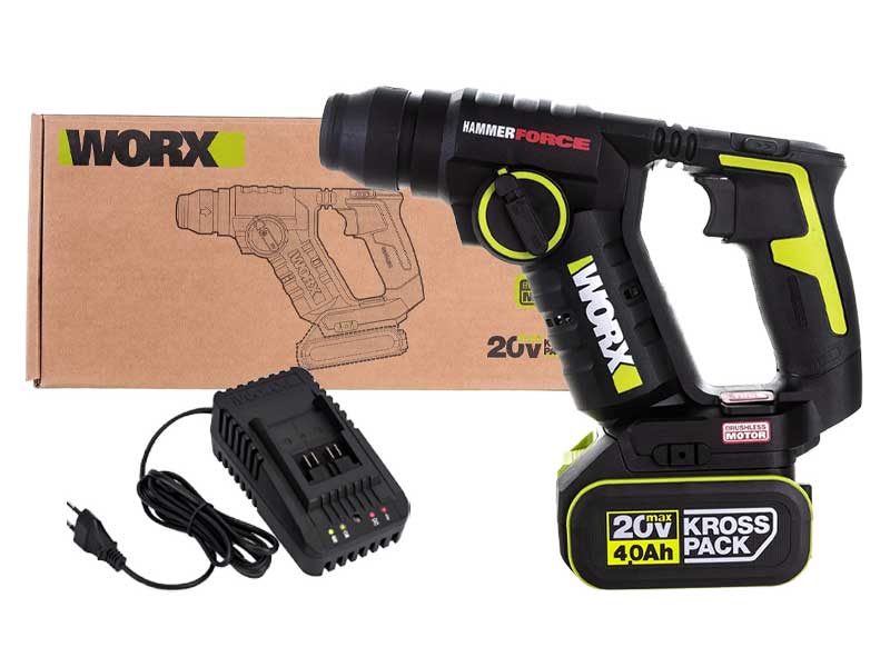 Máy khoan búa dùng pin 20V Worx WU380S (1 pin 4.0Ah, 1 sạc)