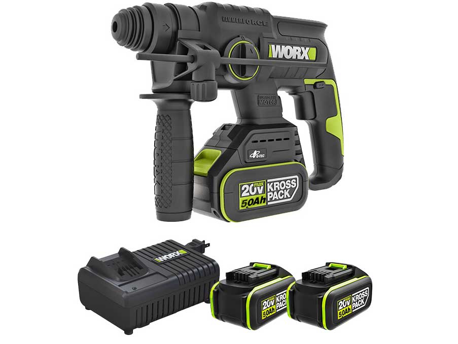 Máy khoan búa dùng pin 20V Worx WU387.1 (2 pin 5.0Ah, sạc)