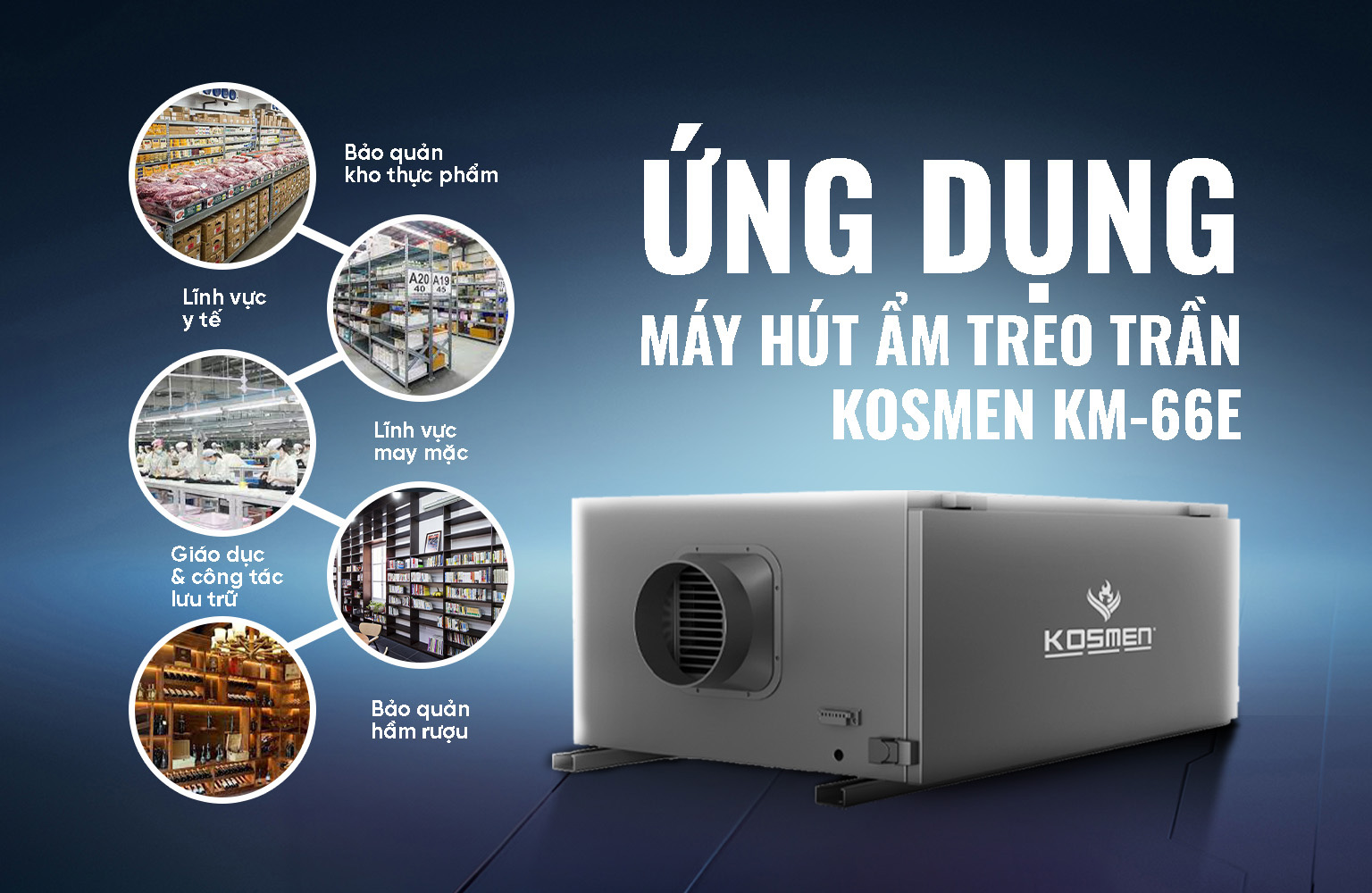 Máy hút ẩm treo trần Kosmen