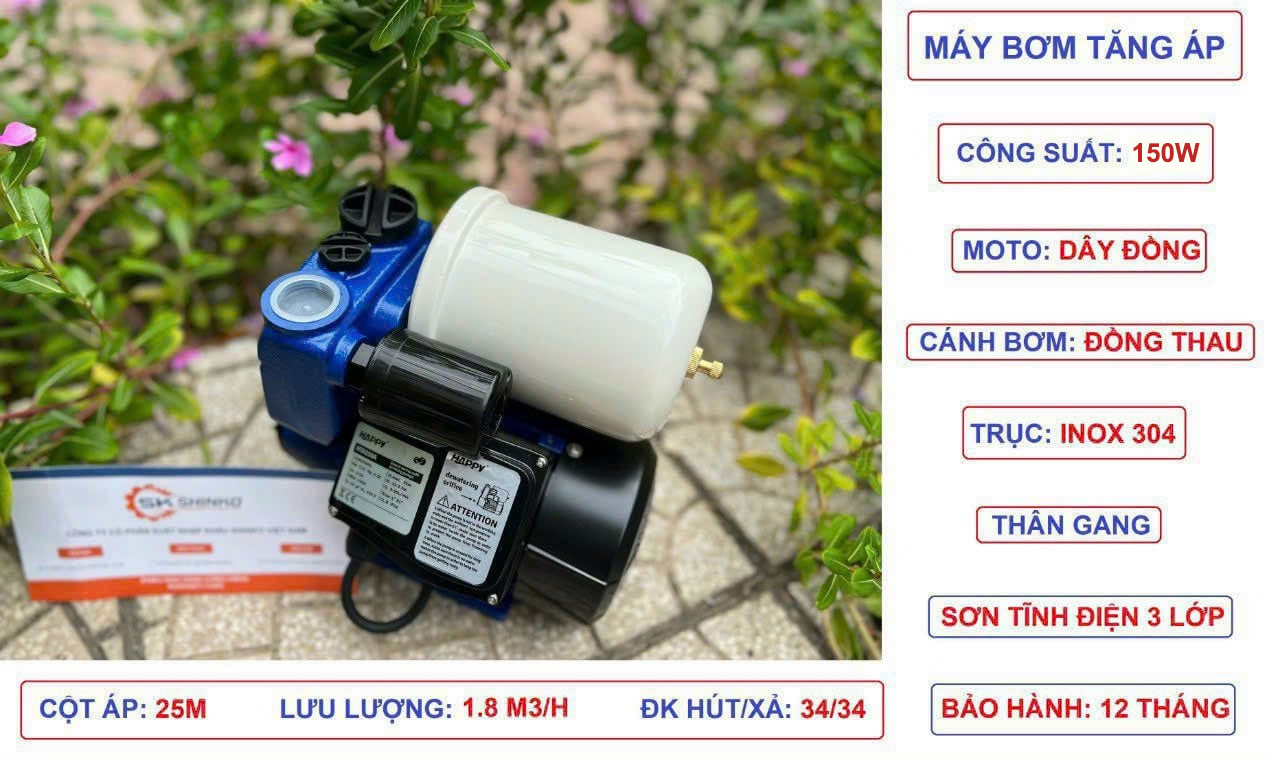 Máy bơm tăng áp tự động Happy Pump HTA150D