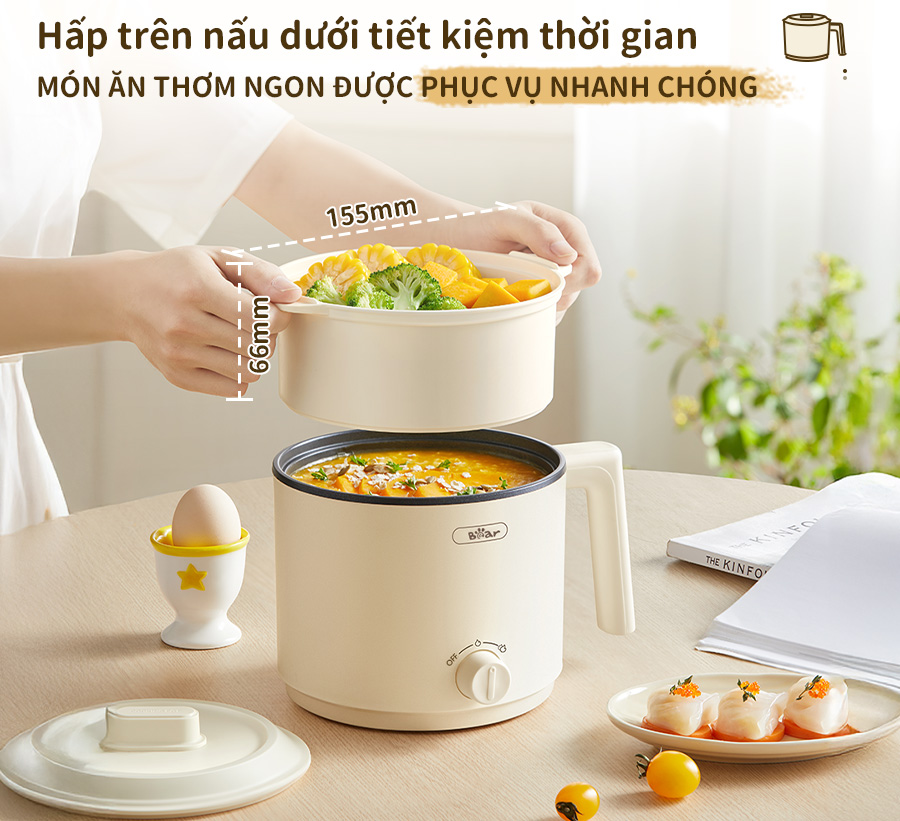 Nồi điện đa năng Bear 1.2L MC-4H16H