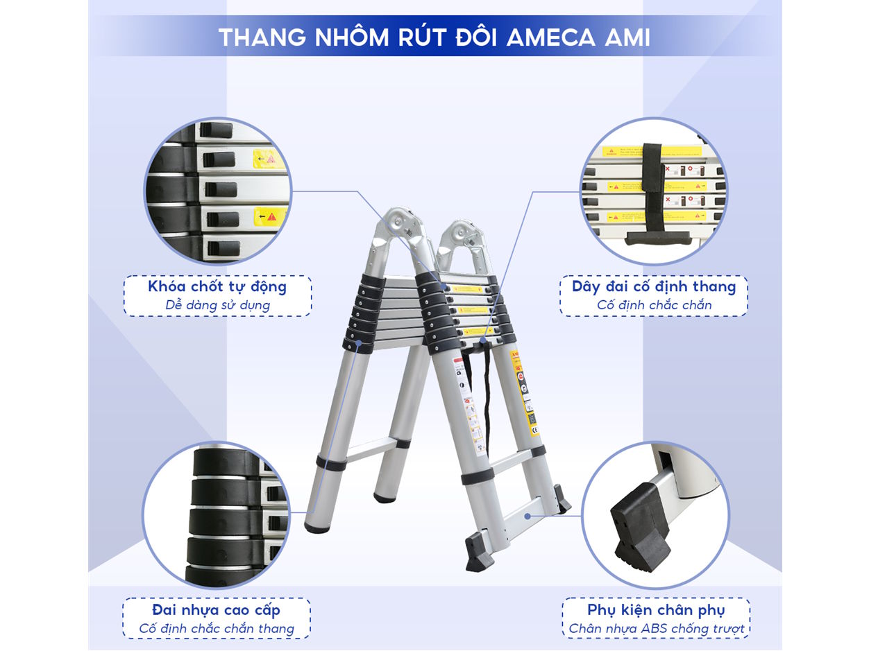  Thang nhôm rút đôi Ameca AMI-500