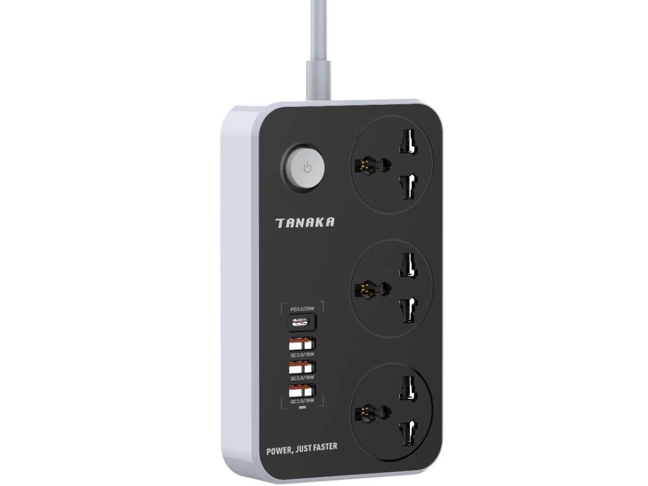 Ổ cắm điện Tanaka 3 lỗ 3 USB 1 Type C 2m TNK-OD4323