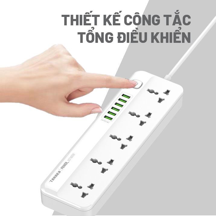 Ổ cắm điện Tanaka 5 lỗ 6 USB 2m TNK-OD6522