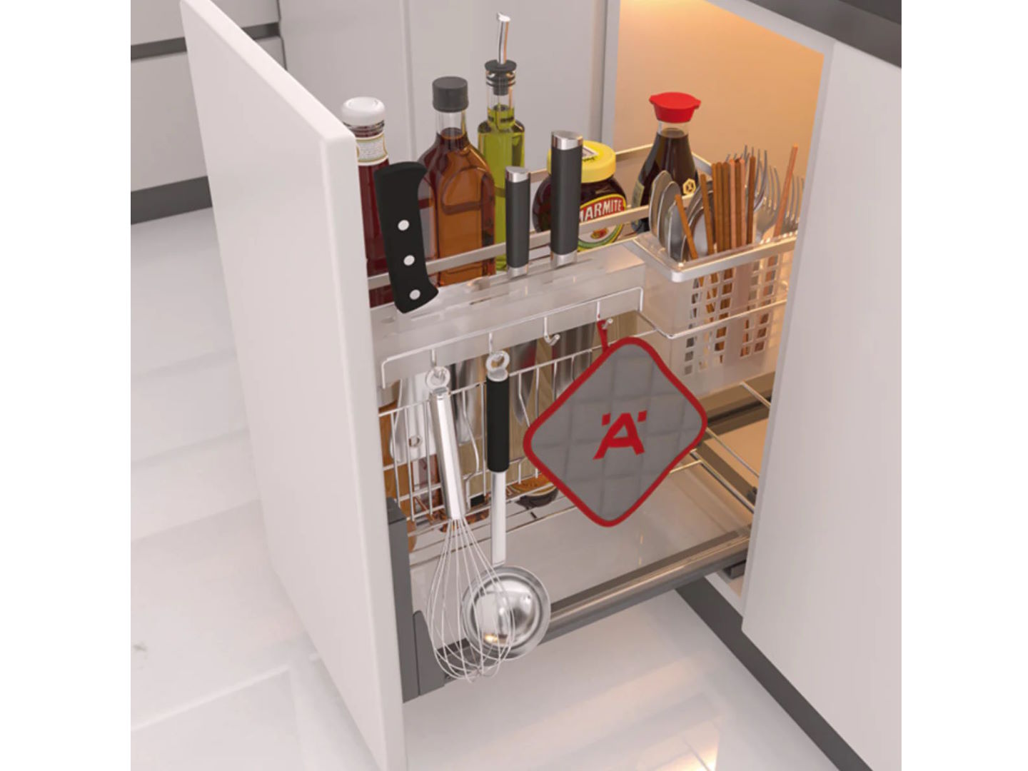 Rổ gia vị Hafele Sonata 400mm có kèm khay đũa (549.20.020)
