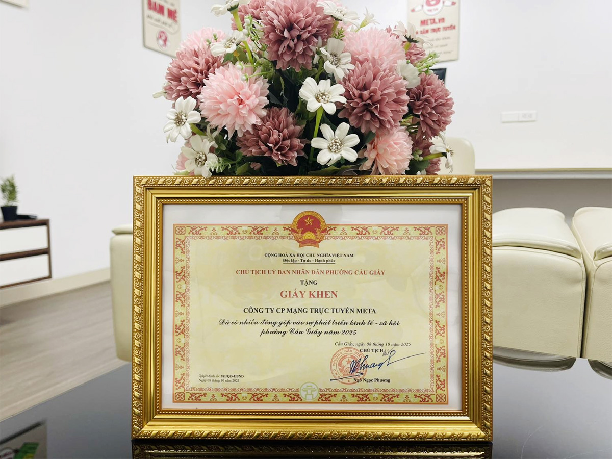 Giấy khen của UBND Phường Cầu Giấy tặng META 2025 Giấy khen của UBND Phường Cầu Giấy tặng META 2025