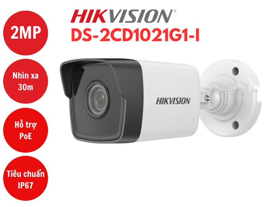 Camera IP 2MP thân trụ Hikvision DS-2CD1021G1-I