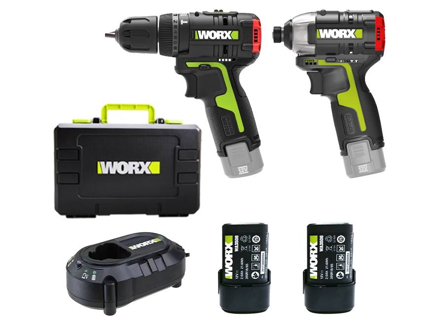 Combo máy khoan và máy vặn vít dùng pin 12V Worx WU920X (2 pin 2.0Ah, 1 sạc)