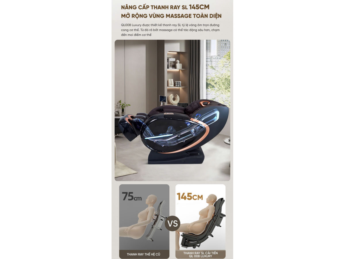 QL008 Luxury có thanh ray SL dài 145cm QL008 Luxury