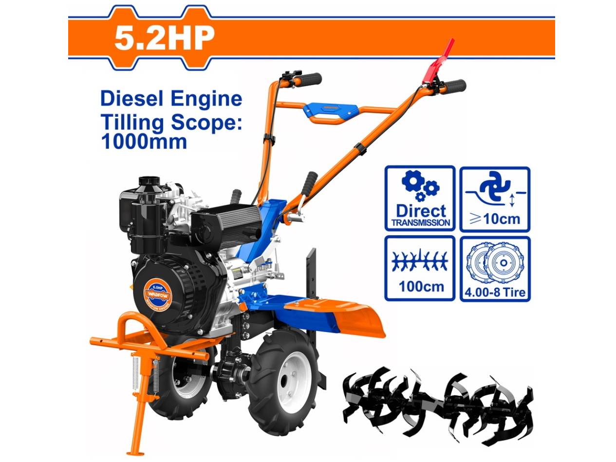 Máy xới đất dùng dầu diesel 5.2HP Wadfow WTL3A100