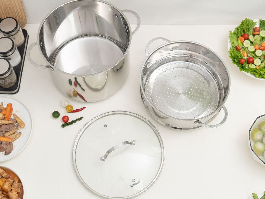 Nồi luộc gà Inox kèm xửng hấp Kalpen Lermat L30Pro