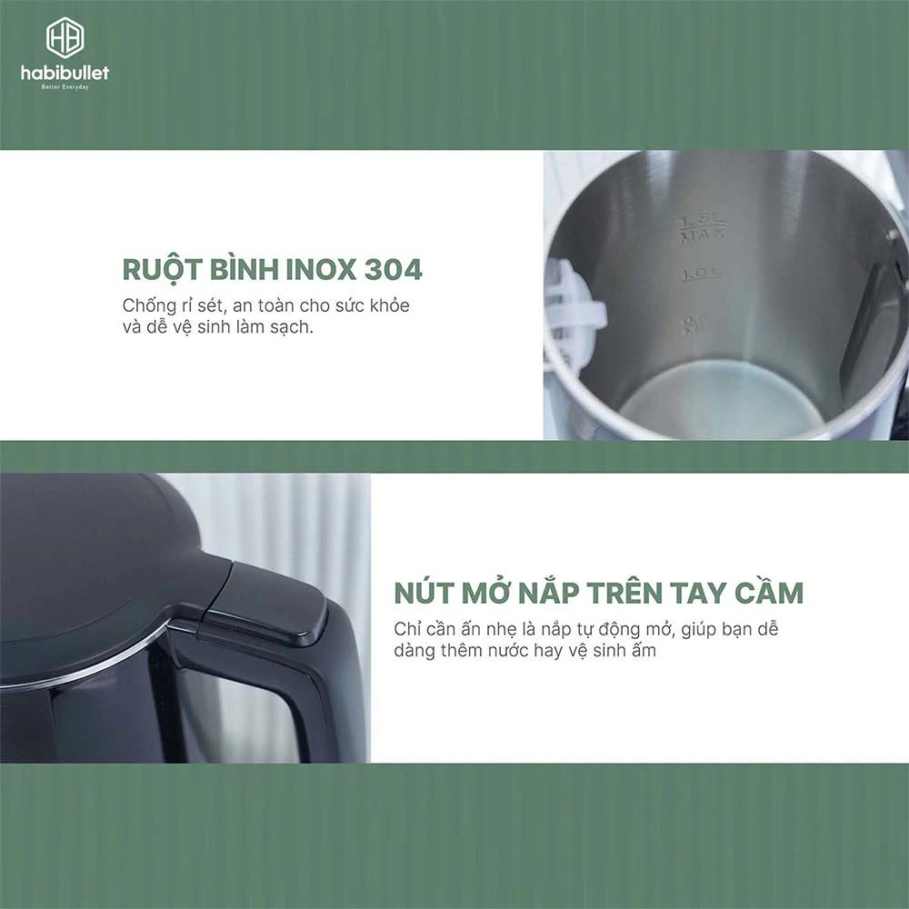 Ấm đun siêu tốc cao cấp Habibullet KHB2486 1.5 lít
