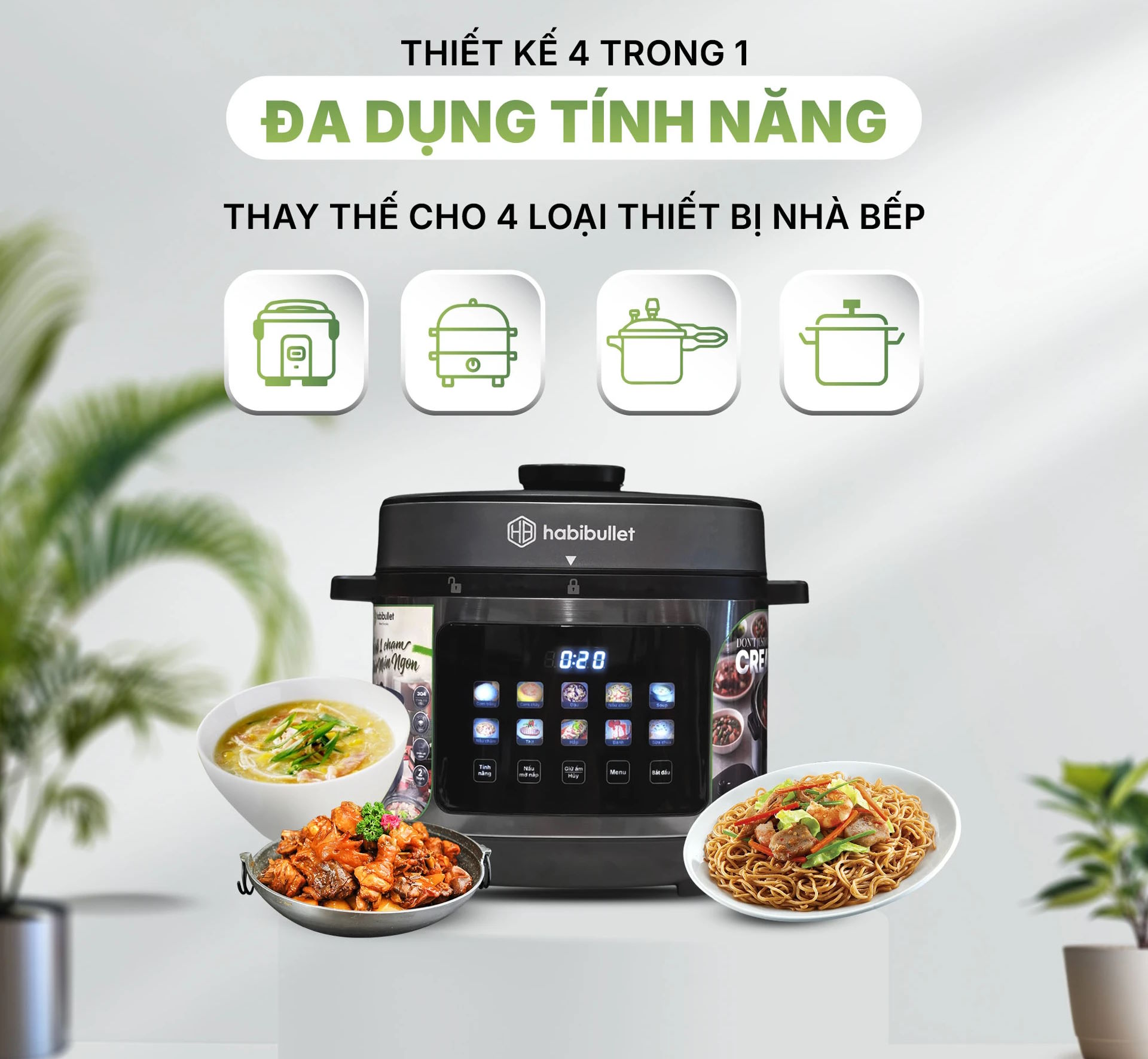 Nồi áp suất đa năng Habibullet PHB-8386 Hercules