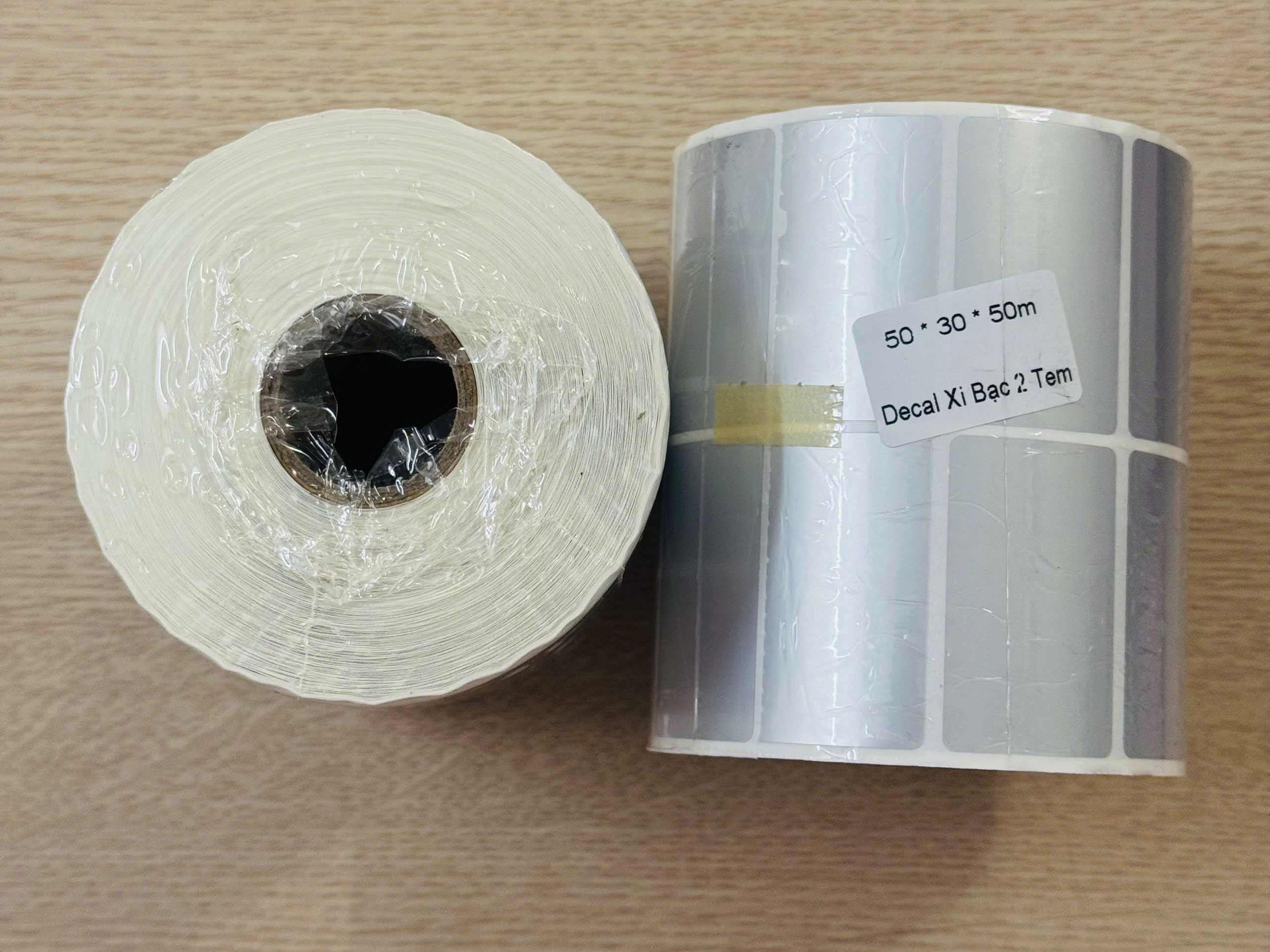 Decal xi bạc (50 x 30) mm x 50m