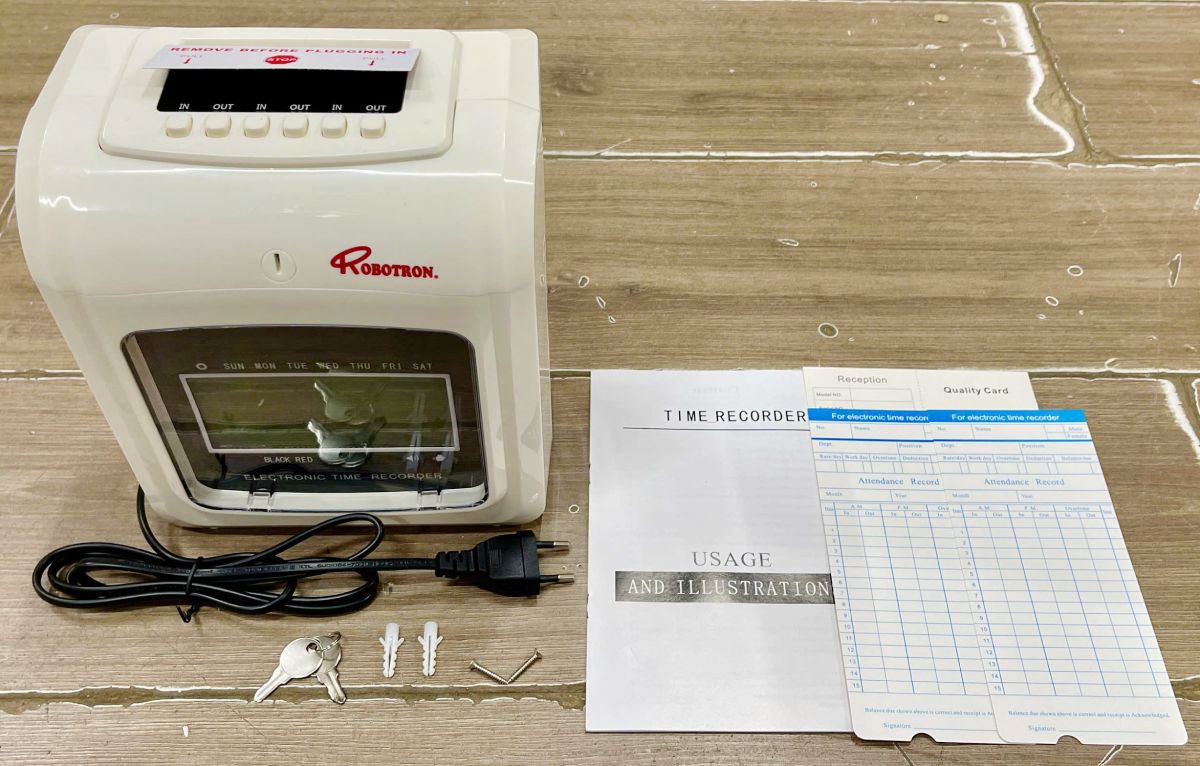 Bộ sản phẩm Máy chấm công thẻ giấy Robotron RT90D Máy chấm công thẻ giấy Robotron RT90D