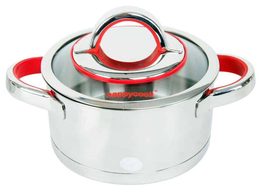 Nồi inox 3 đáy nắp kính 16cm Happy Cook HC-16AR