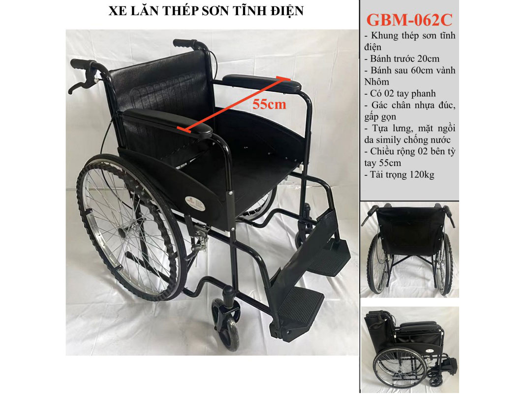 Xe lăn khung thép GBM-062C