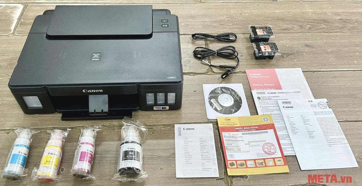 Máy in và bộ phụ kiện đi kèm Máy in phun màu Canon Pixma G1010