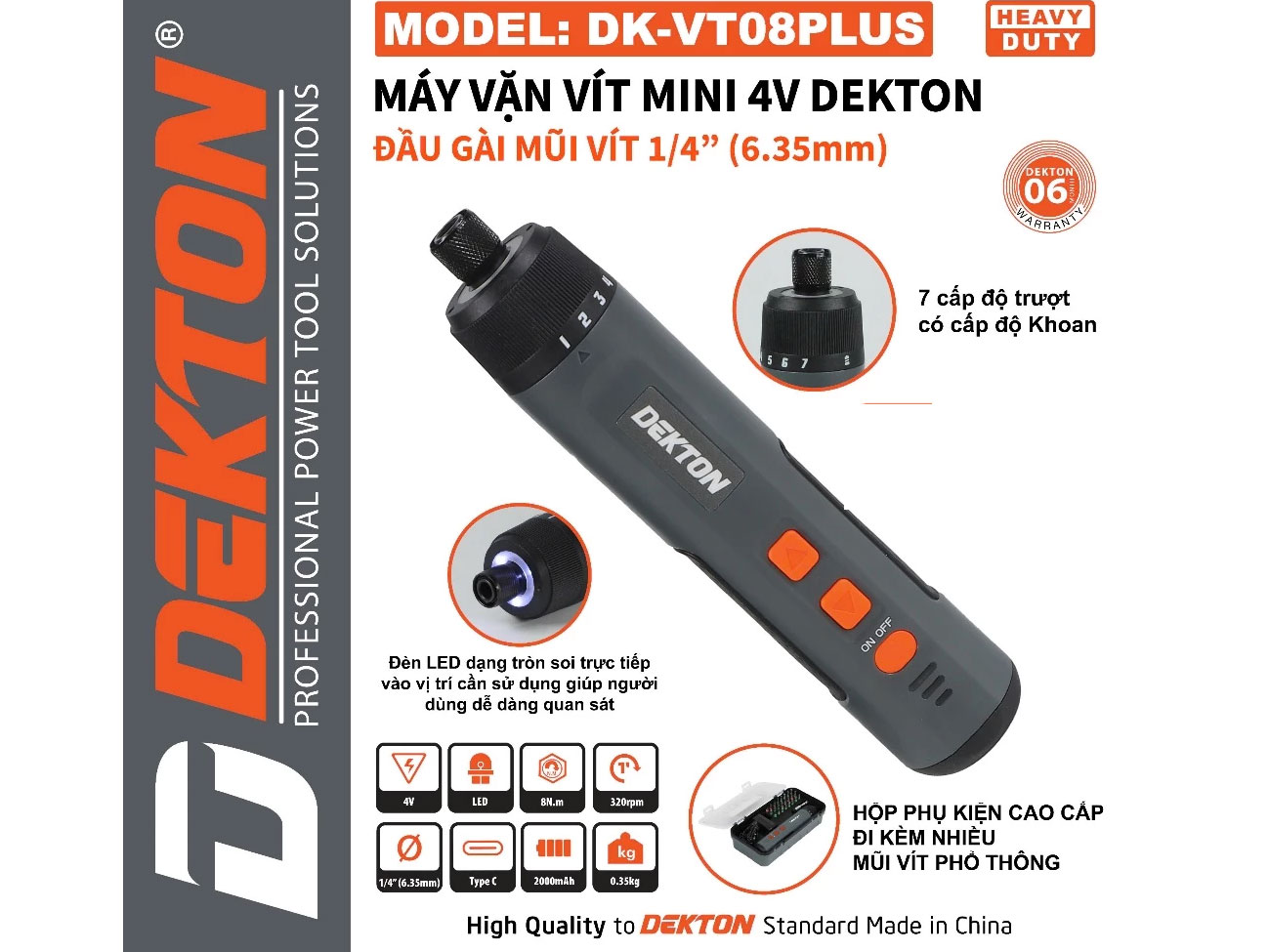 Máy vặn vít mini dùng pin 4V Dekton DK-VT08PLUS