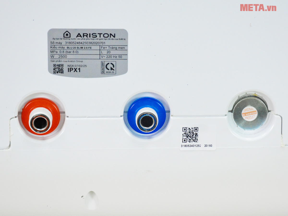 Bình nóng lạnh Ariston Blue 20 SLIM 2.5 FE công suất 2.500W Bình nóng lạnh Ariston Blue 20 SLIM 2.5 FE