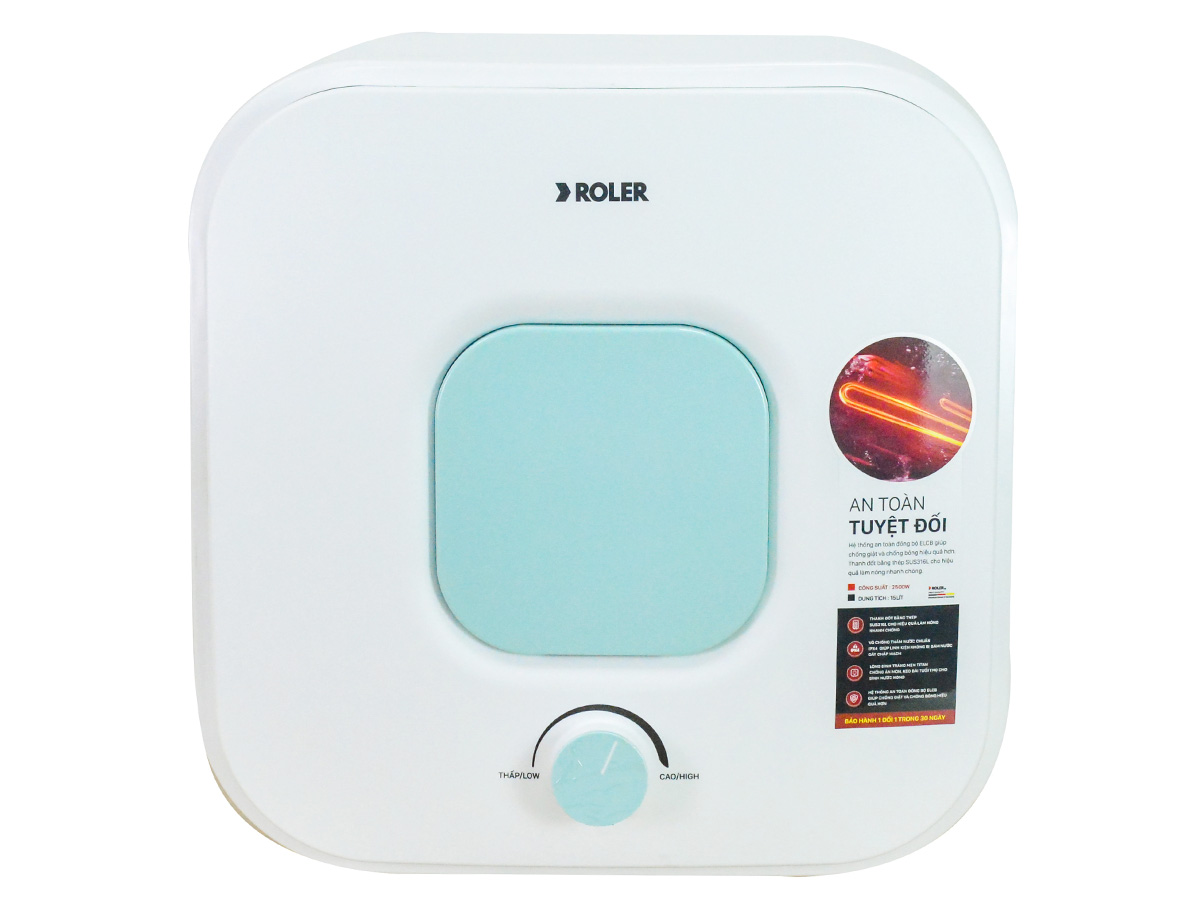 Bình tắm nóng lạnh Roler RWH-8116 15 lít (Kiểu vuông)