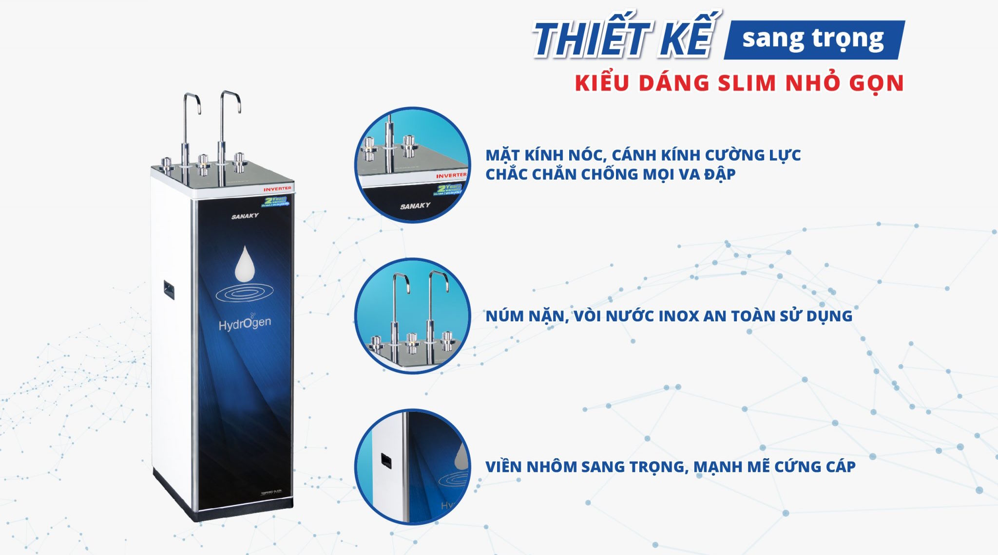 Máy lọc nước RO nóng nguội lạnh Sanaky Inverter VH-3210VD3 10 lõi
