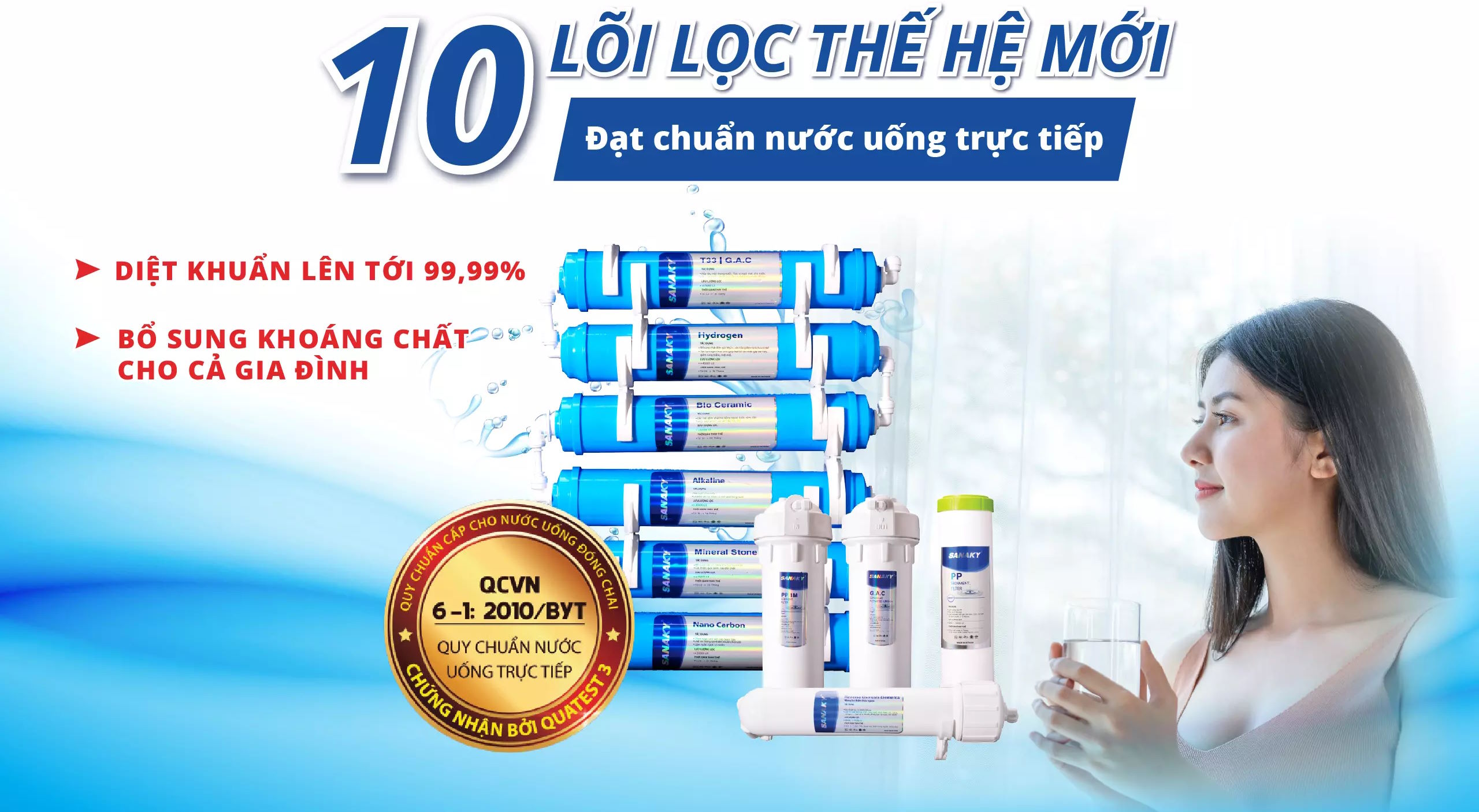 Máy lọc nước RO Sanaky Inverter VH-3210VD3 10 lõi
