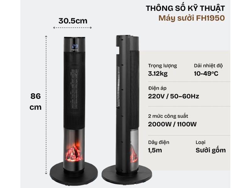 Quạt sưởi gốm Fujihome FH1950