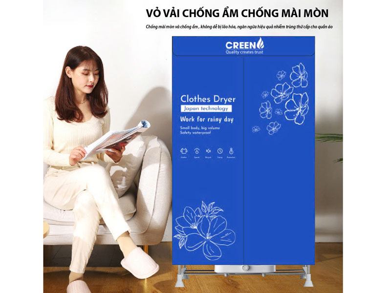 Tủ sấy quần áo có vải chống ẩm, chống mài mòn Tủ sấy quần áo 2 tầng