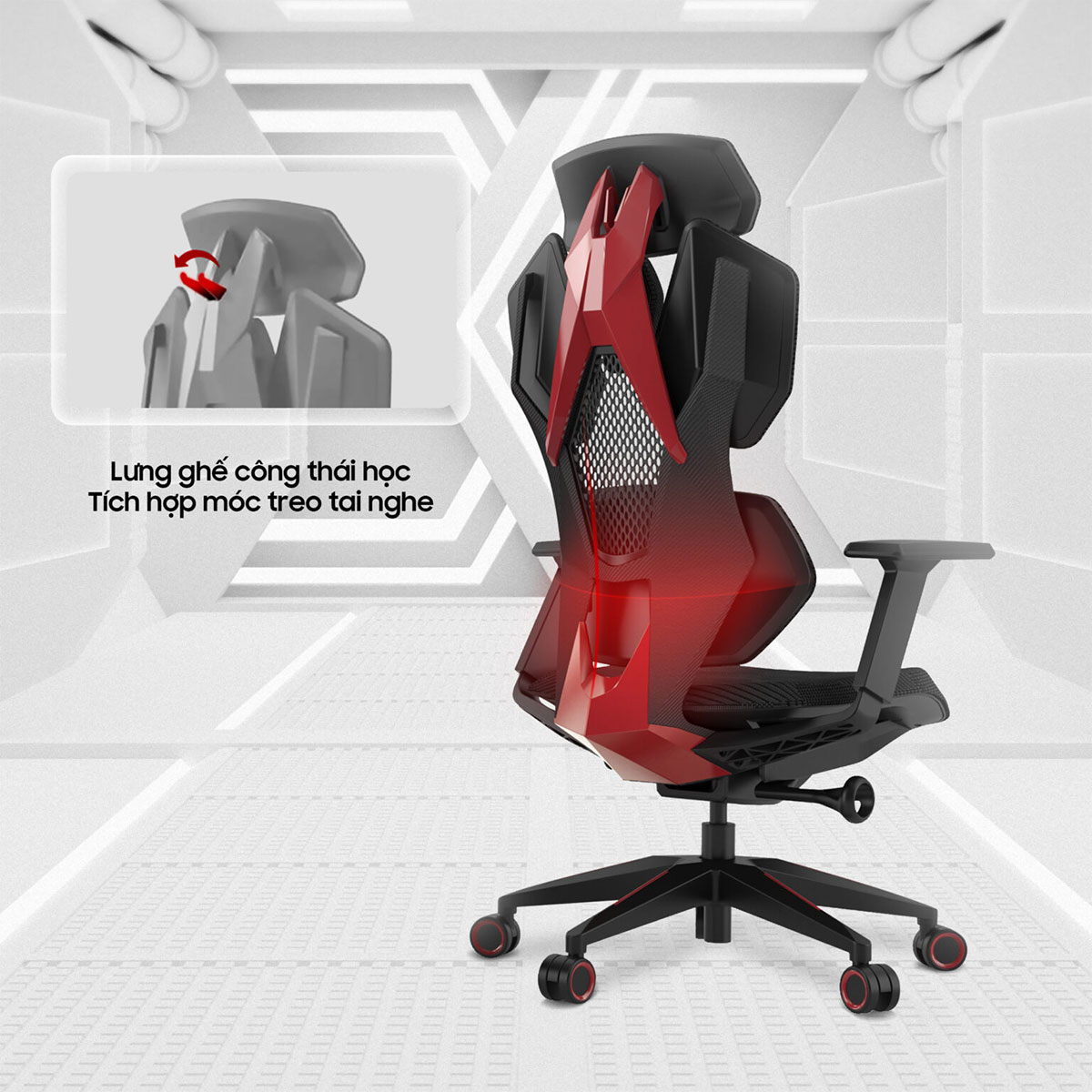Ghế game công thái học có móc treo tai nghe Ghế game công thái học