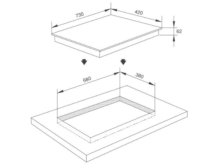Kích thước của MH-732 IN MH-732 IN