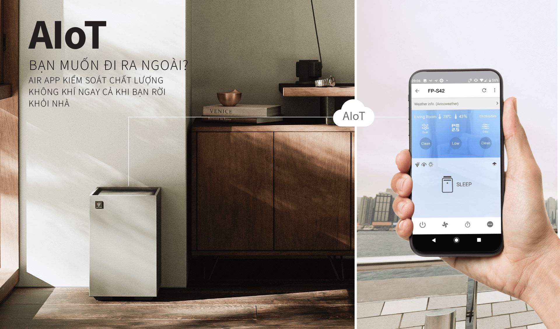 Kết nối thông minh AIoT – Quản lý dễ dàng qua ứng dụng Air App Sharp FP-S42V-L
