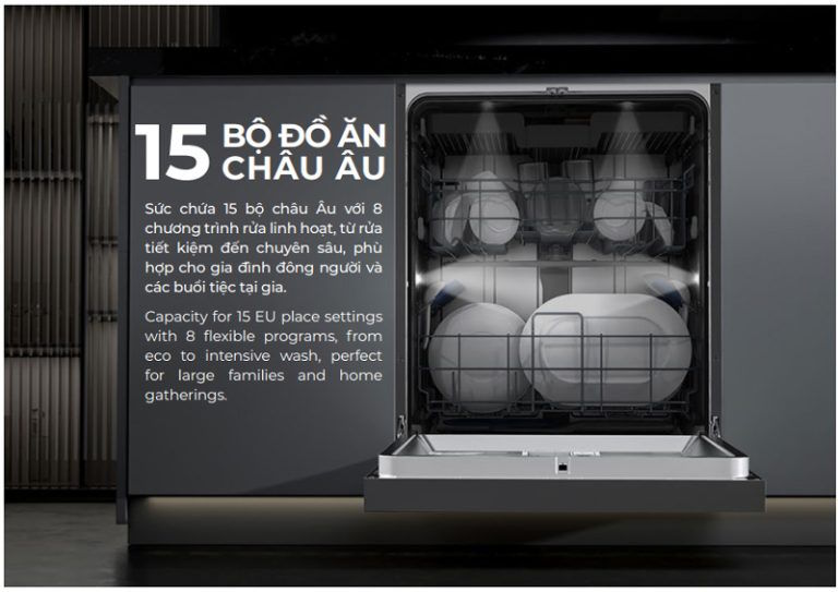 Dung tích lớn – Phù hợp gia đình đông người hoặc tiệc tại gia Máy rửa chén độc lập Hafele HDW-F6031G