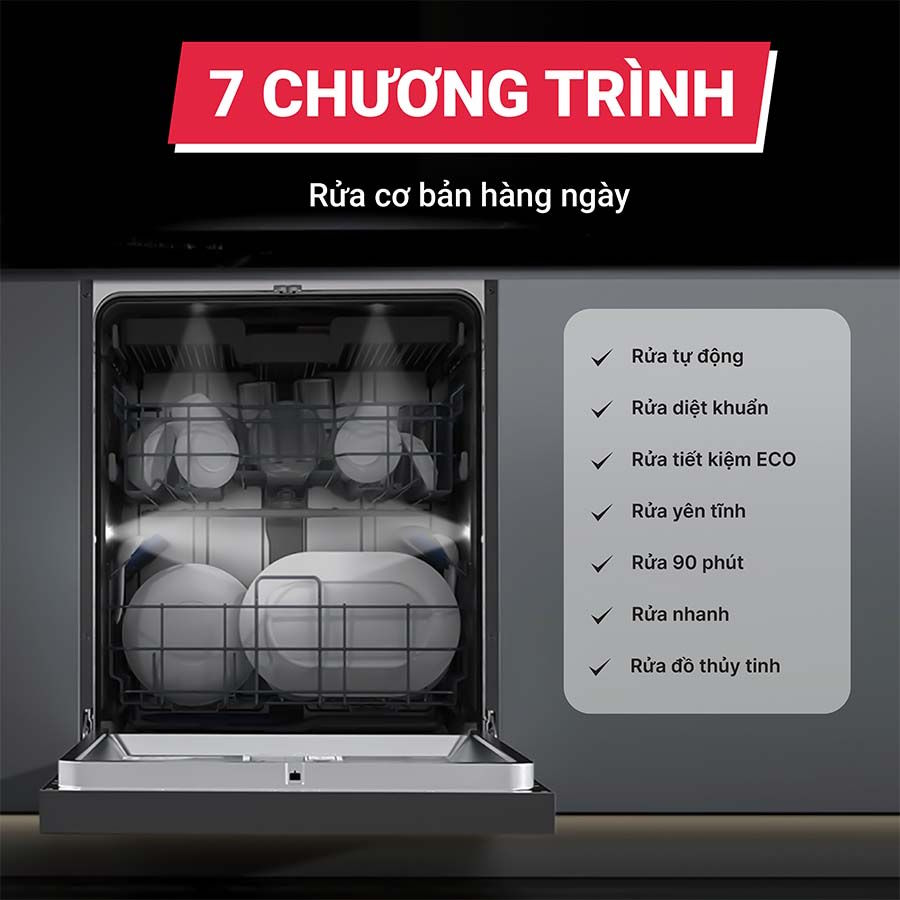 Đa dạng chương trình rửa – Linh hoạt cho mọi nhu cầu Máy rửa chén Hafele HDW-F6031G(535.29.651)