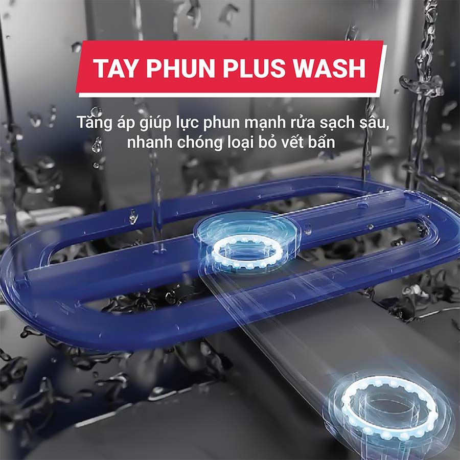 Tay phun Plus Wash – Lực rửa mạnh mẽ, tiết kiệm nước tối ưu Máy rửa chén Hafele HDW-F6031G